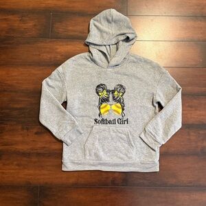 Gray Softball Girl Hoodie